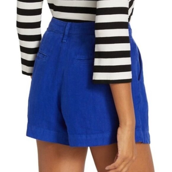 L'AGENCE Zahari High Rise Surf Blue Linen Shorts Size 28 - Picture 3 of 13